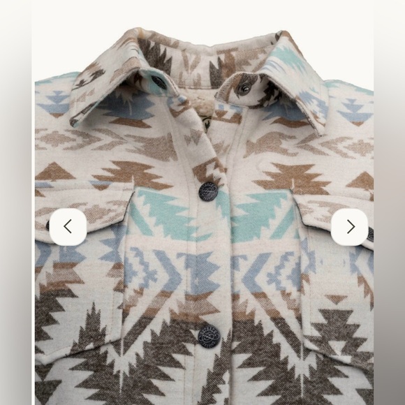 Outback Trading Southwest Style Berber Lined Women's Jacket - Brown, Cream, Blue - Picture 3 of 4